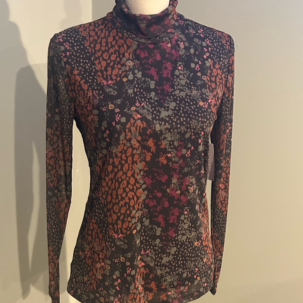 Tribal Women's Long Sleeve Multicolor Mockneck Top